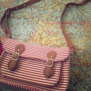 Cute red and white striped purse